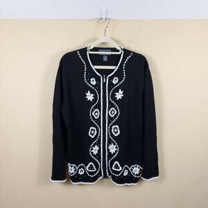 Terazzo Beaded Full Zip Sweater Size XL